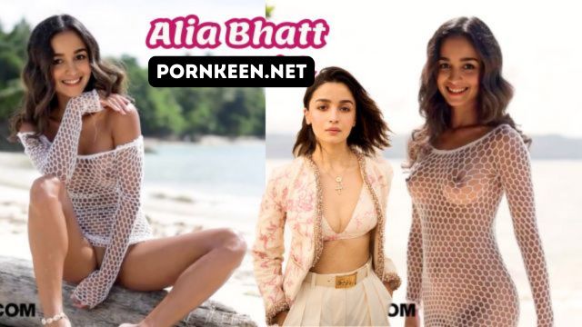 Alia Bhatt in Transparent White Dress Posing Boobs Ai Fake